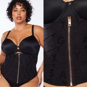 NWT SAVAGE x FENTY Black Mesh Lace Up Corset Cincher